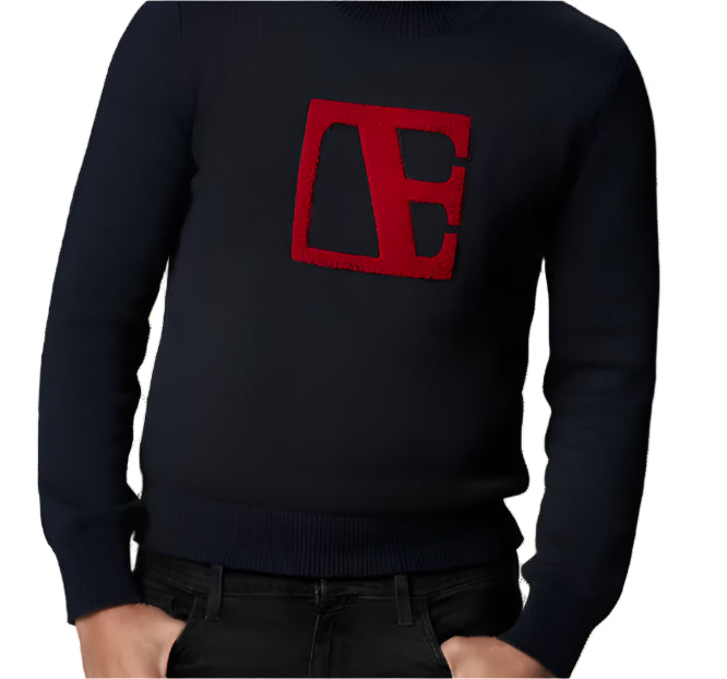 Navy Blue-Red Label Sweater