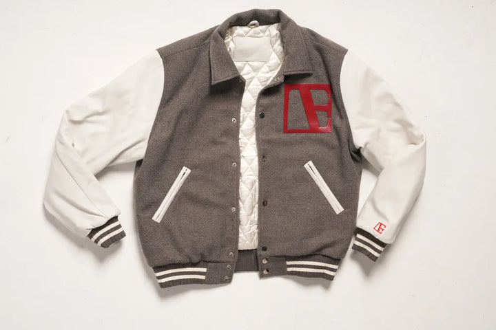 Gray-Red Label Letterman jacket