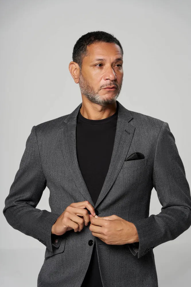 a man wearing Black-Executive Label T-Shirt  standing in a side pose