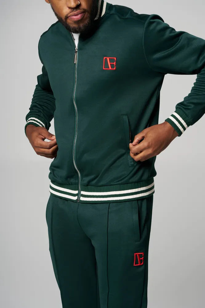 a man is wearing Forest Green-Red Label Tracksuit
