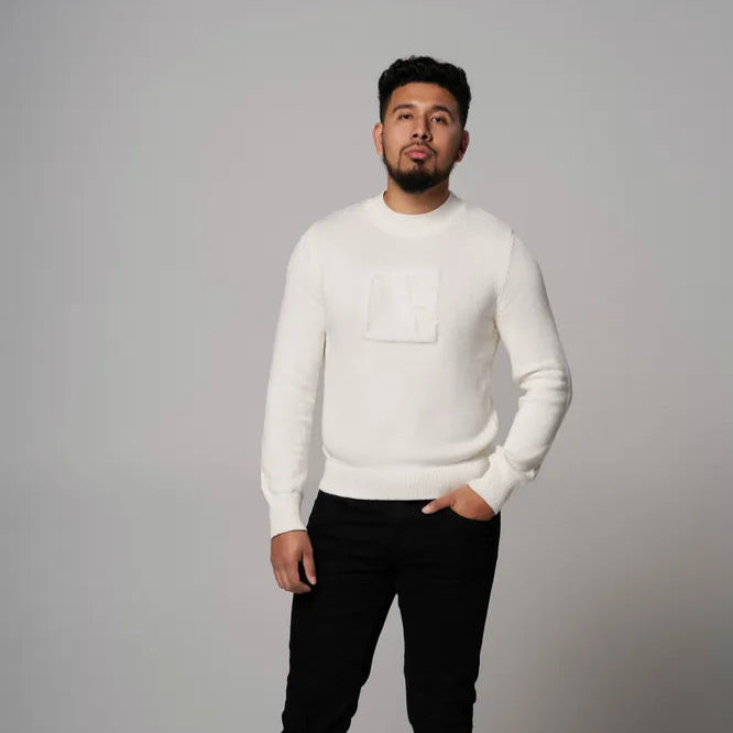 a man is wearing Cream-Executive Label Sweater