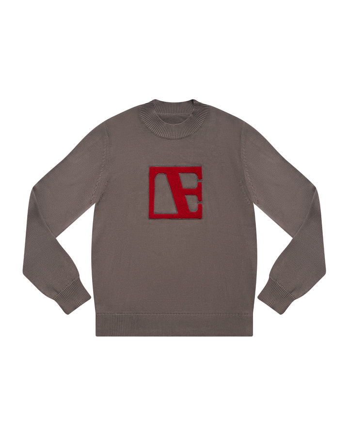 Gray-Red Label Sweater